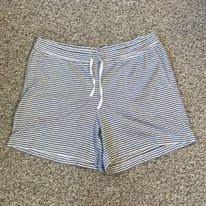 J Jill Fit Womens Lounge Shorts Size L Striped Terry Cloth Pockets Sleep Cotton